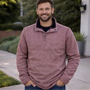 Navy Yard Workwear Sherpa Lined Pullover Quarter Snap Button Large